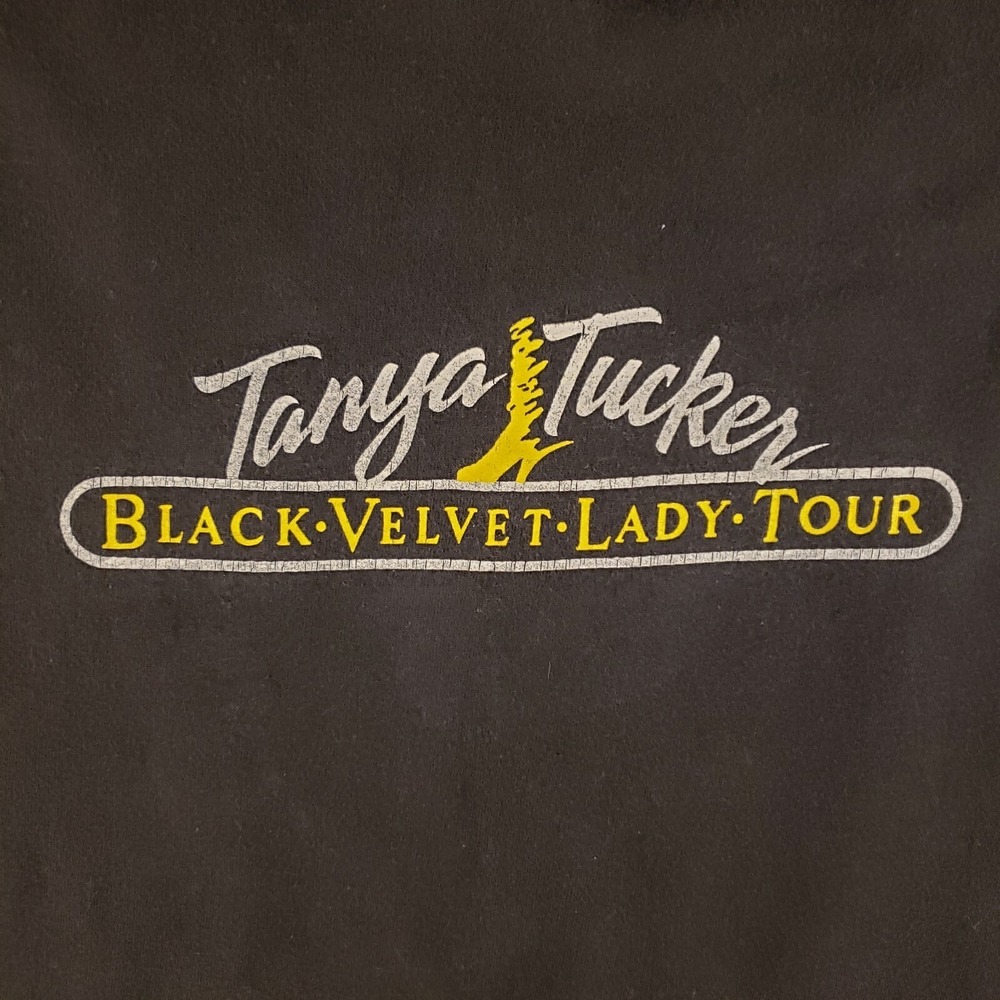 VTG Tanya Tucker T Shirt Womens XL Black Single‎ Stitch Black Velvet Lady Tour